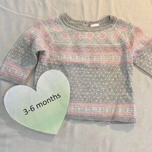 H&M - Gray and Pink Long sleeve Knit Pullover Sweater